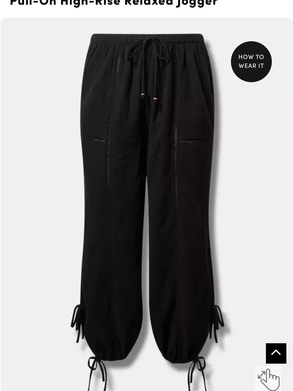 torrid NWT Black Relaxed High-Rise Gauze Tie Jogger Pants - Picture 10 of 11